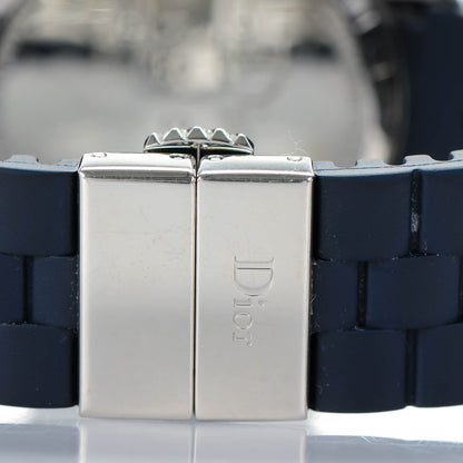 Christian Dior Stainless Steel Rubber Diamond Blue Sapphire 38mm Christal Chronograph Quartz Watch Blue 5 of 8
