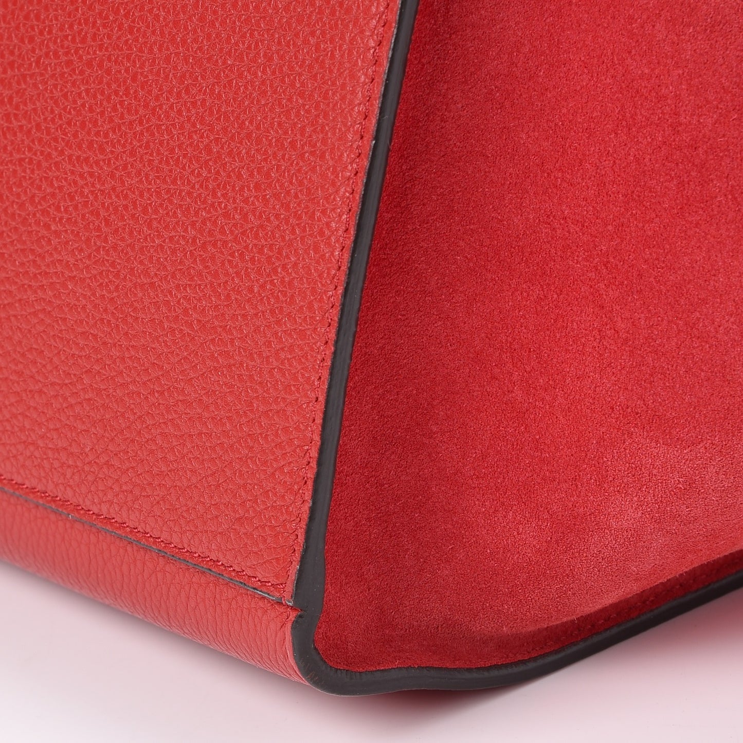 Drummed Calfskin Suede Medium Trapeze Coquelicot