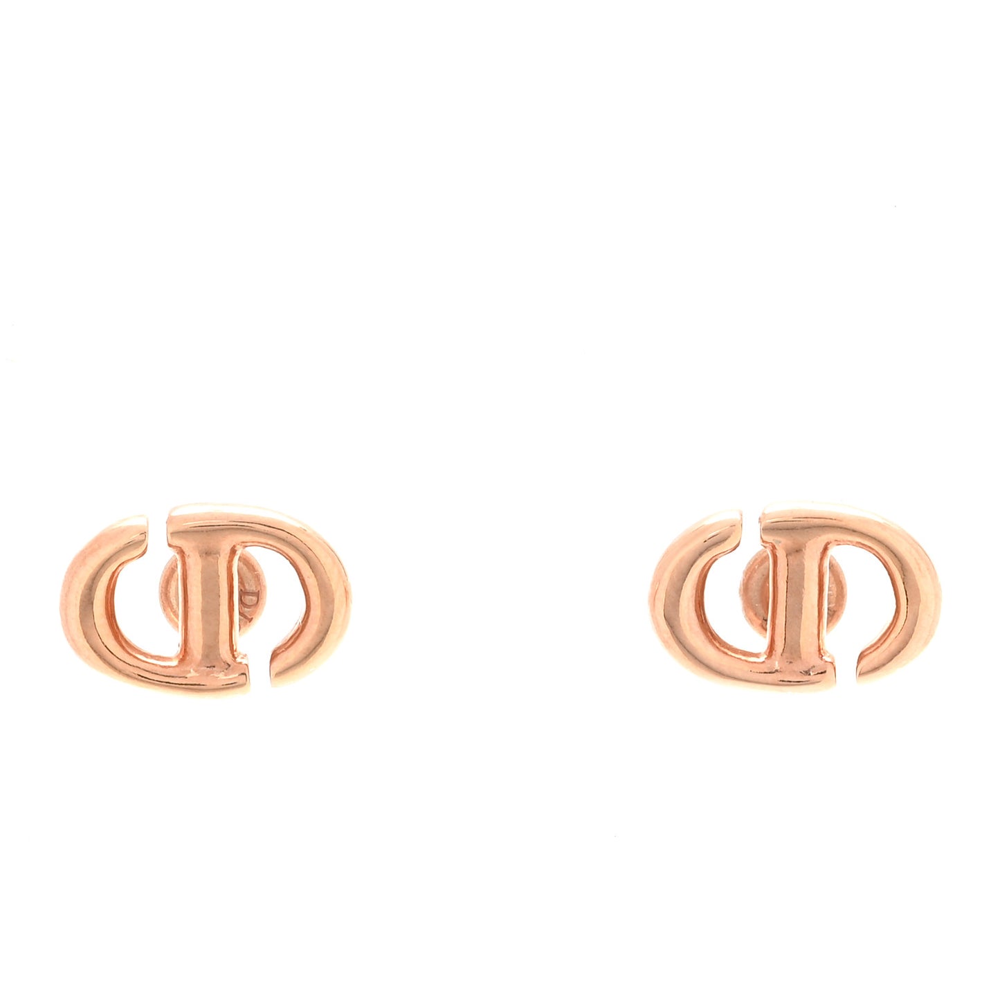 Metal Petit CD Stud Earrings Pink Gold