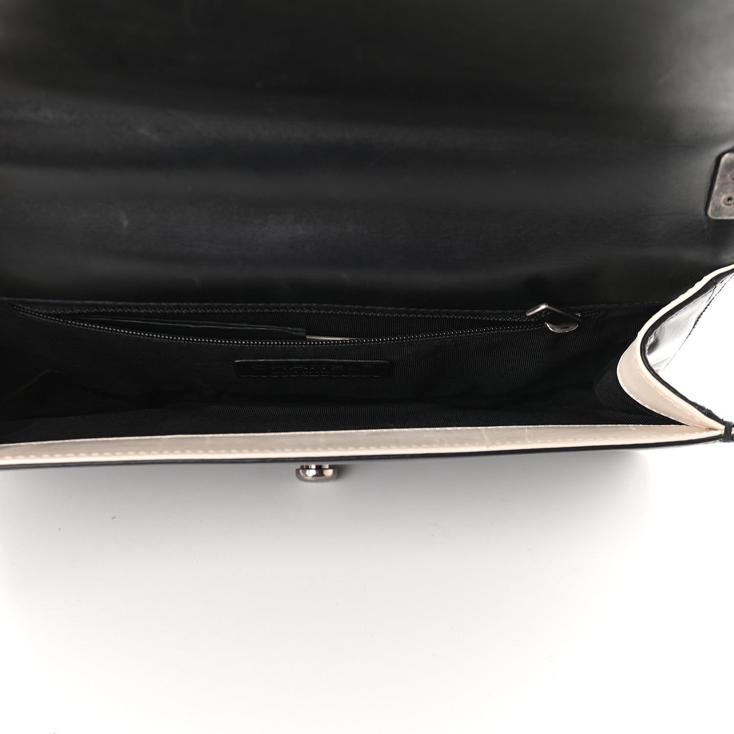 Chanel Glazed Calfskin Medium Boy Flap Black White 5 of 10