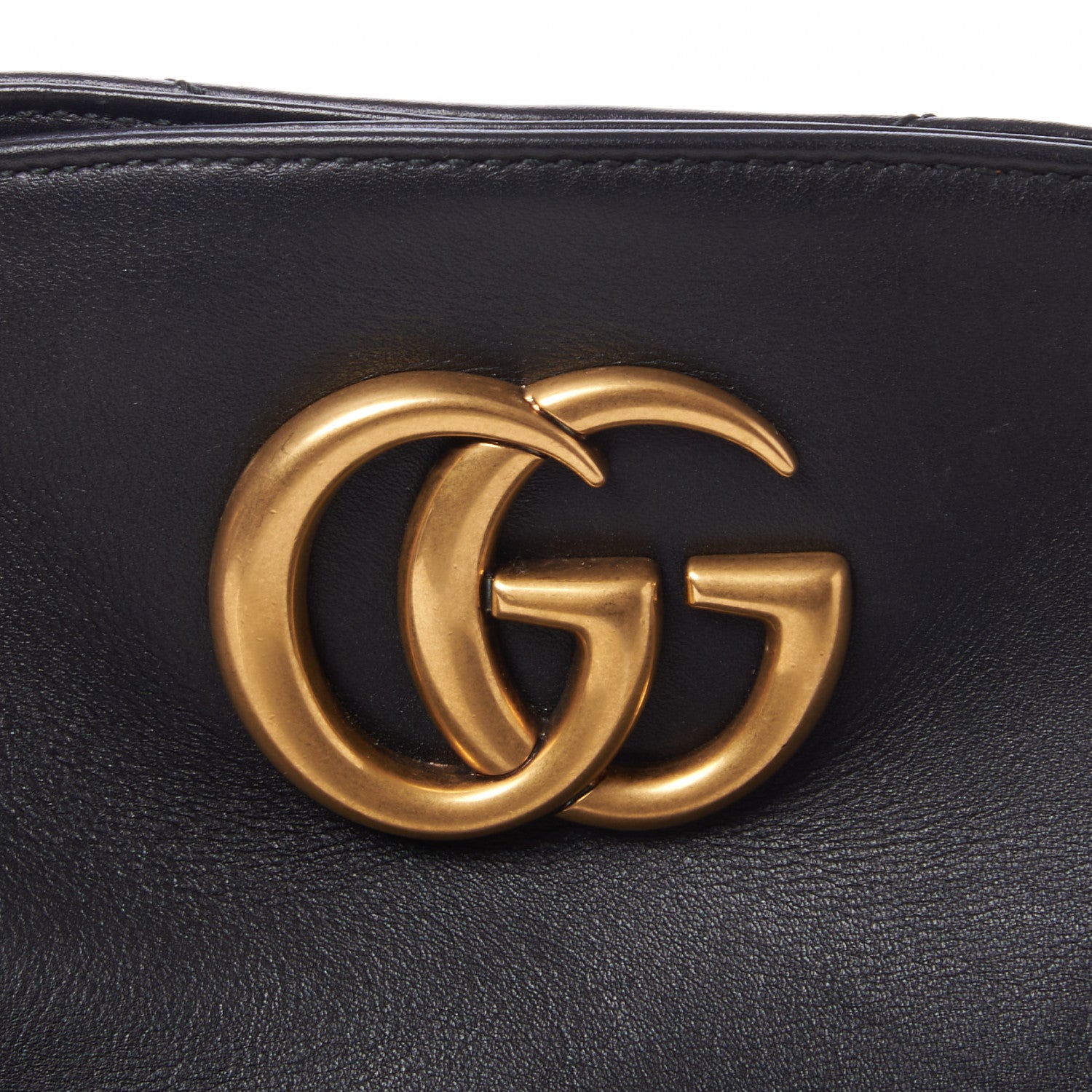 Gucci Calfskin Matelasse Medium GG Marmont Open Top Shoulder Bag Black 7 of 9
