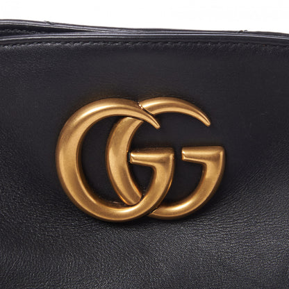 Gucci Calfskin Matelasse Medium GG Marmont Open Top Shoulder Bag Black 7 of 9