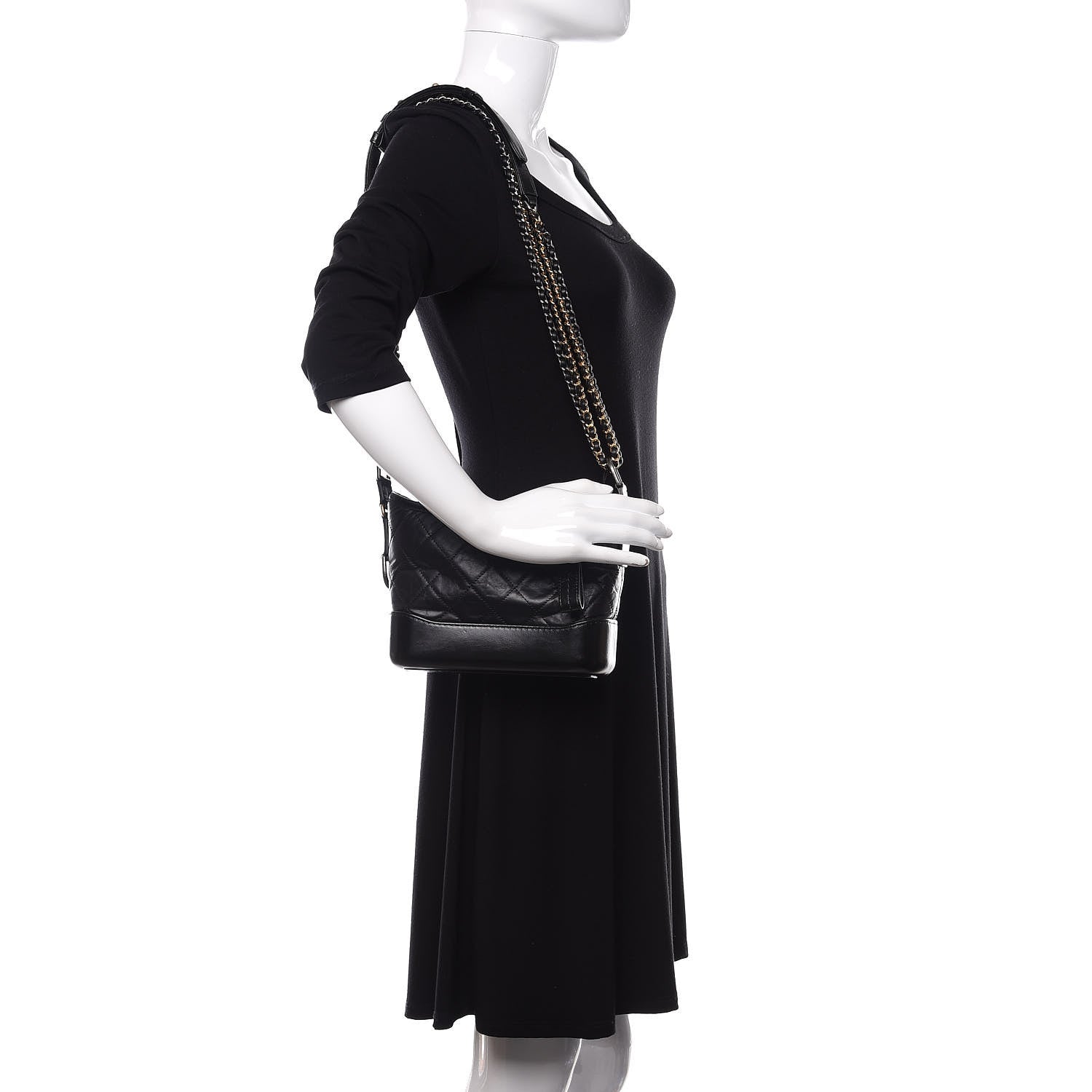 Chanel Aged Calfskin Quilted Small Gabrielle Hobo Black 3 of 11