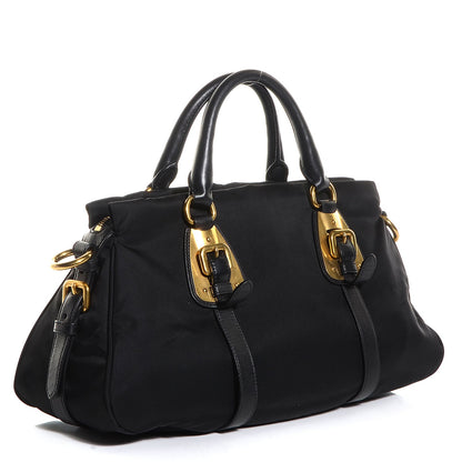 Prada Tessuto Nylon Calfskin Shopping Satchel Black 3 of 10