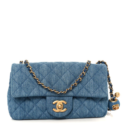 Chanel Denim Quilted Mini Pearl Crush Rectangular Flap Blue 1 of 11