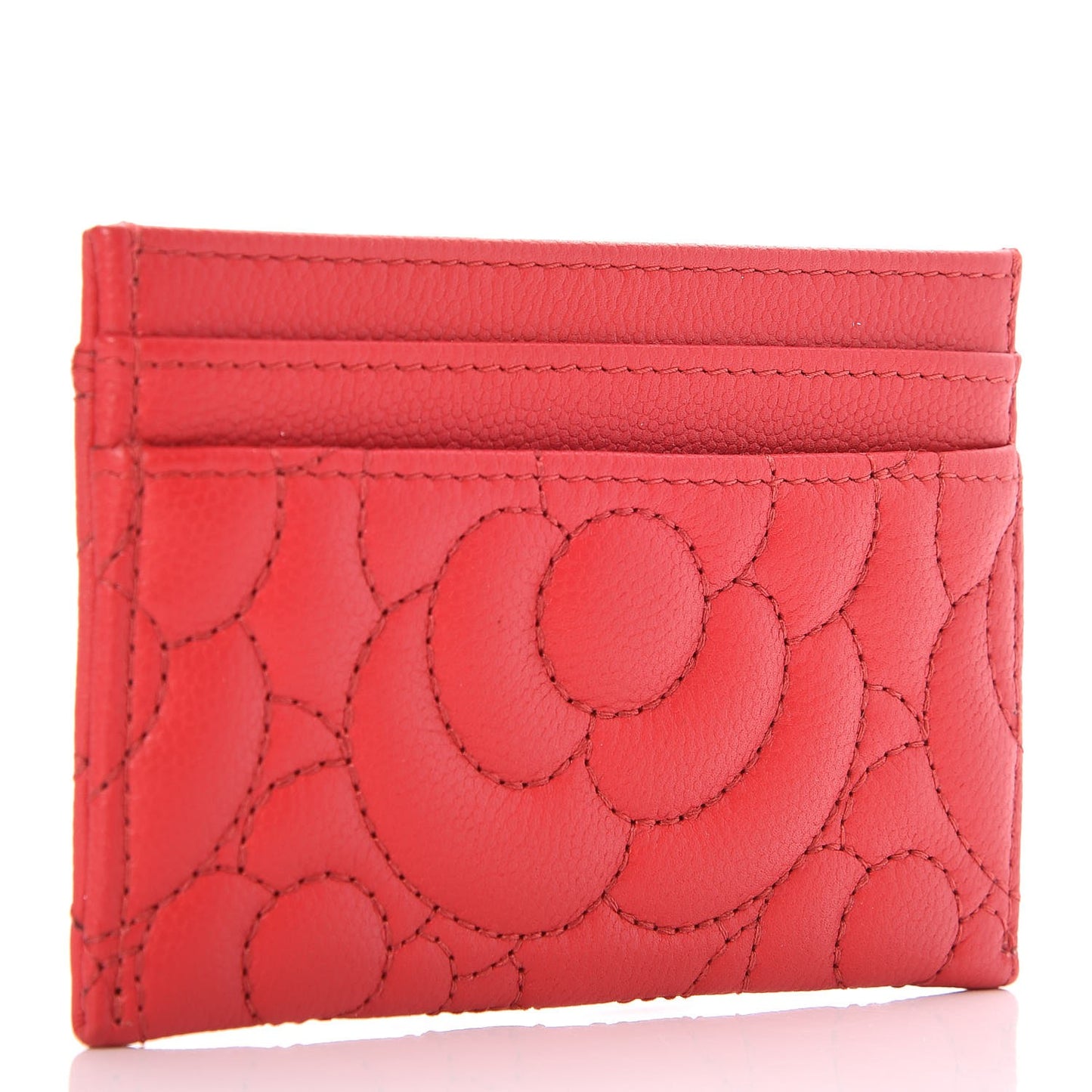 Caviar Camellia Quilted Card Holder Red