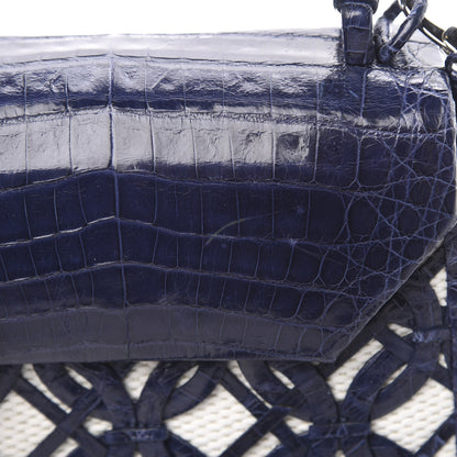 Nancy Gonzalez Crocodile Linen Mini Lily Top Handle Bag Blue 12 of 12