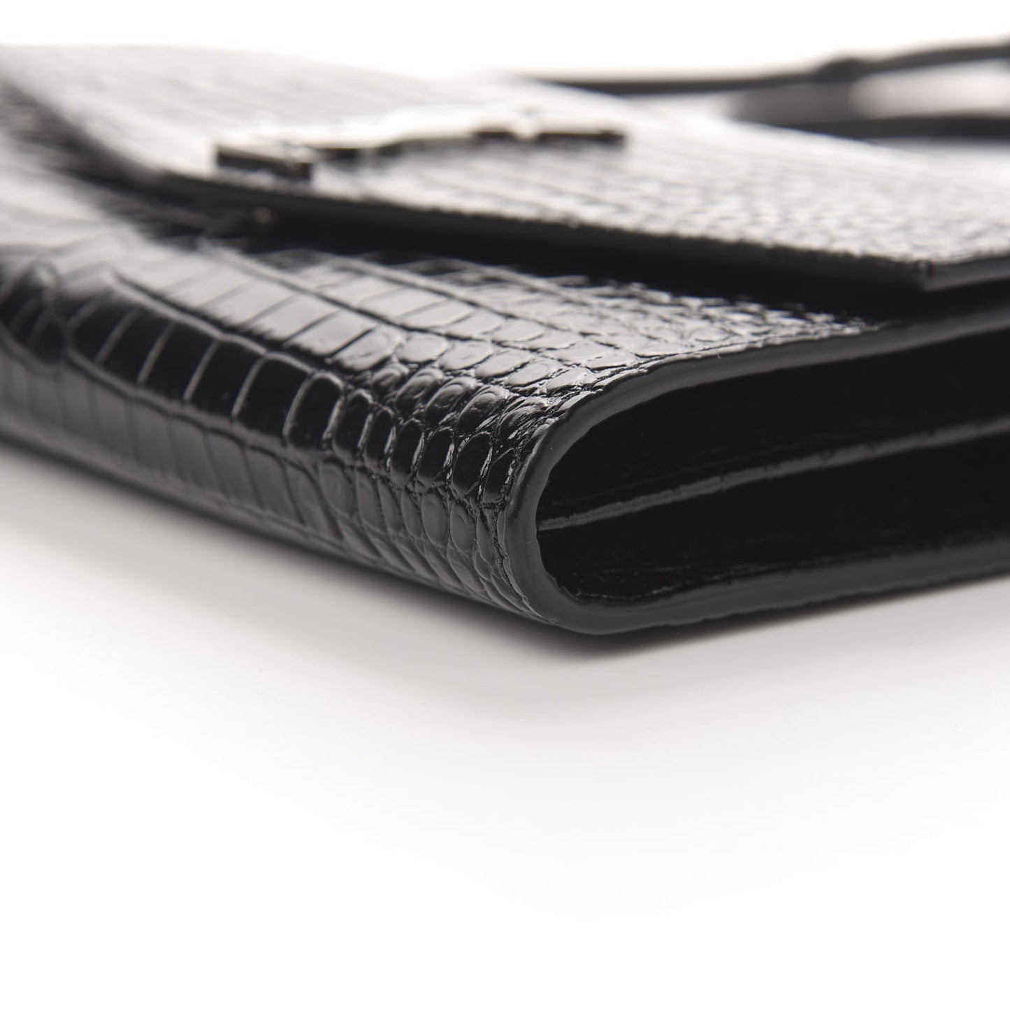 Calfskin Crocodile Embossed Monogram Uptown Crossbody Black
