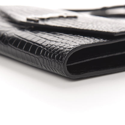 Saint Laurent Calfskin Crocodile Embossed Monogram Uptown Crossbody Black 8 of 10