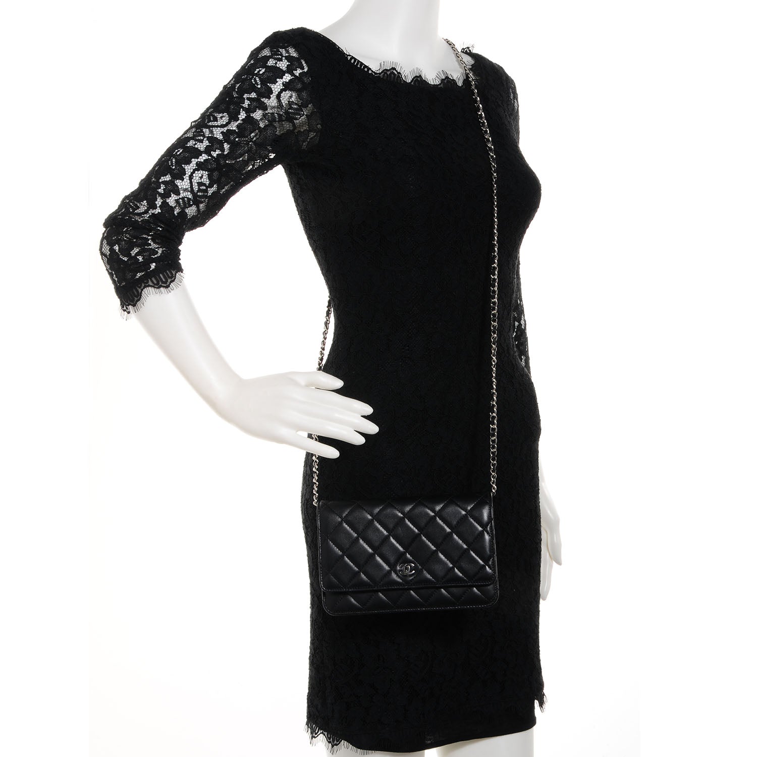 Chanel Lambskin Wallet on Chain WOC Black 2 of 9