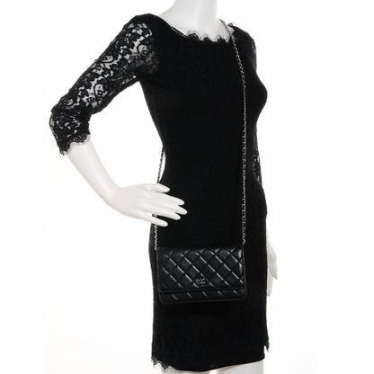 Chanel Lambskin Wallet on Chain WOC Black 2 of 9