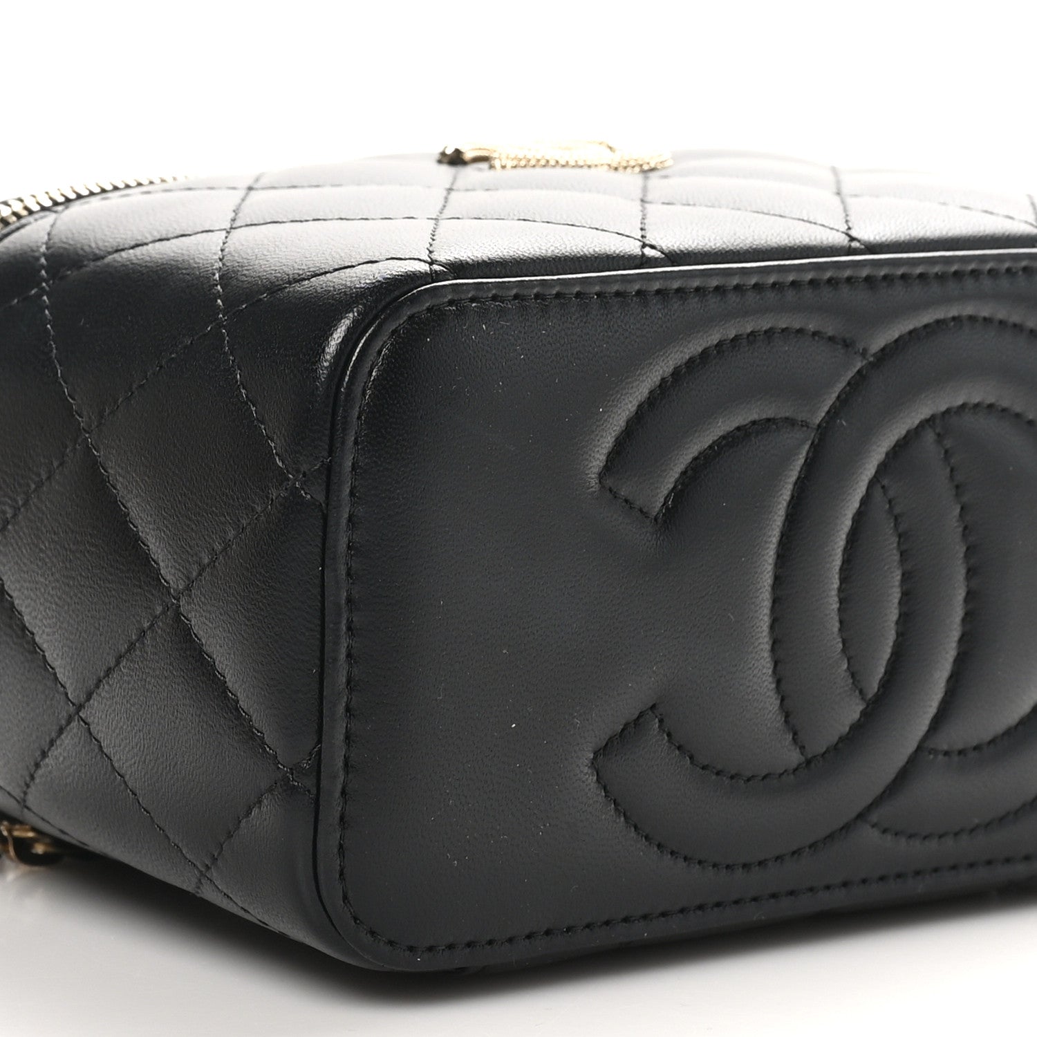 Chanel Lambskin Quilted Small Vanity Case With Chain Black 10 of 11