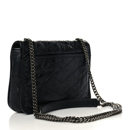 Saint Laurent Crinkled Calfskin Matelasse Monogram Niki Chain Wallet Black 3 of 8
