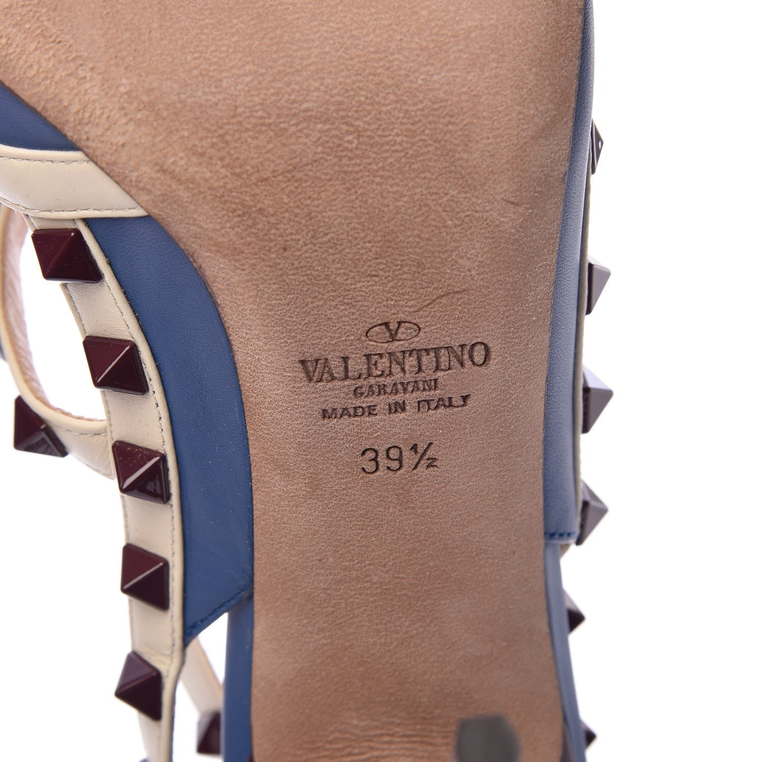 Valentino Garavani Nappa Rockstud Ankle Strap 100mm Pumps 39.5 Indaco Light Ivory 6 of 7