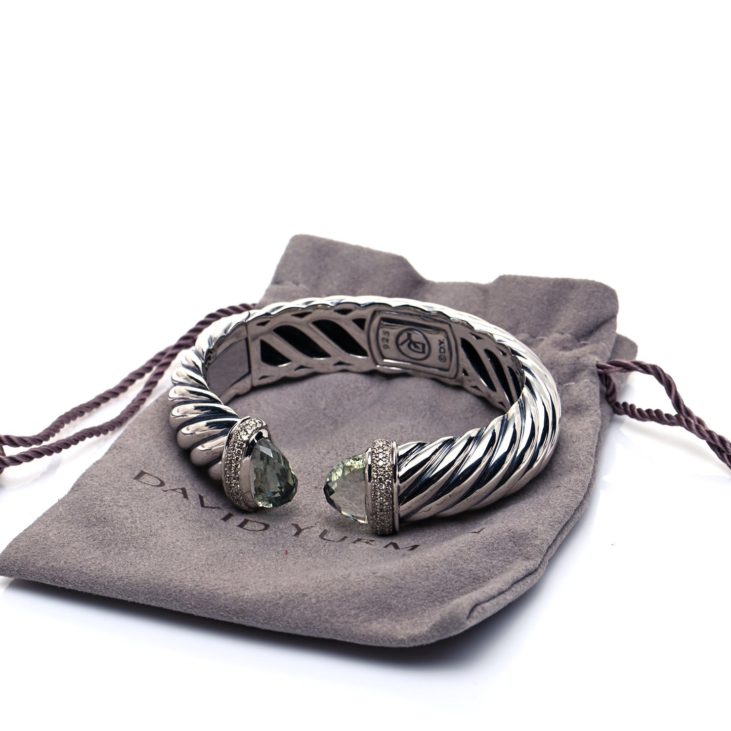 Sterling Silver Prasiolite Diamond 16mm Waverly Bracelet