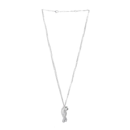 Cartier 18K White Gold Diamond Onyx Emerald Panthere De Pendant Necklace 3 of 7