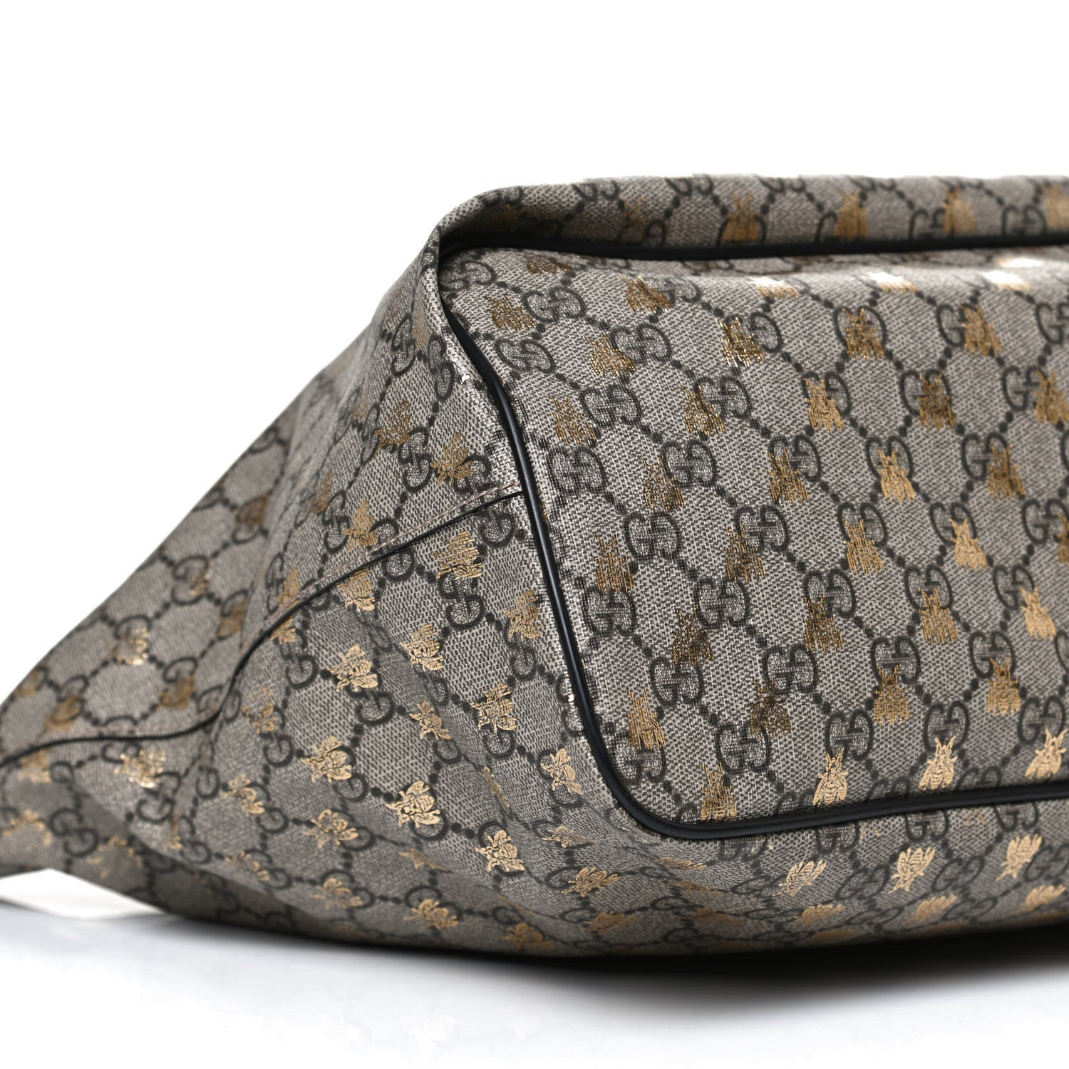 Gucci Soft GG Supreme Monogram Bees Medium Crossbody Tote Beige Oro Black 9 of 13