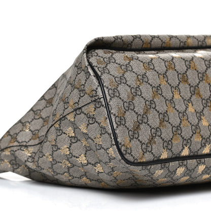 Gucci Soft GG Supreme Monogram Bees Medium Crossbody Tote Beige Oro Black 9 of 13