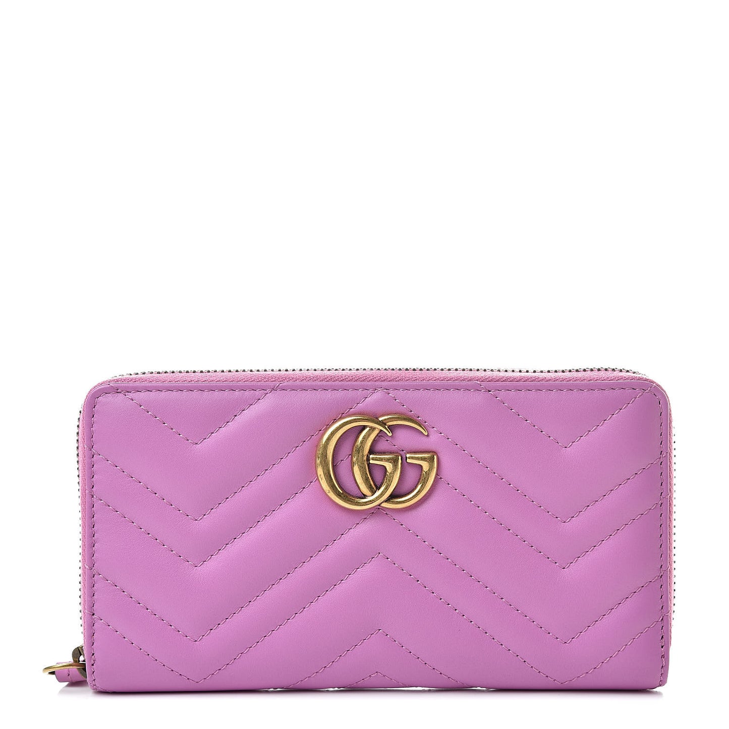 Calfskin Matelasse GG Marmont Zip Around Wallet Candy Mousse