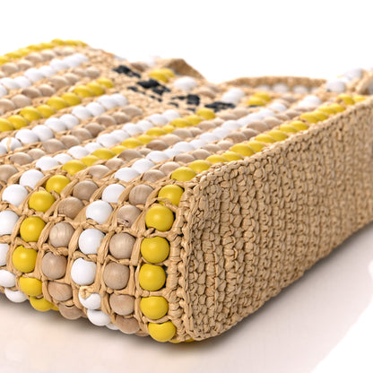 Prada Raffia Wood Bead Embroidered Logo Tote Bag Naturale 6 of 12