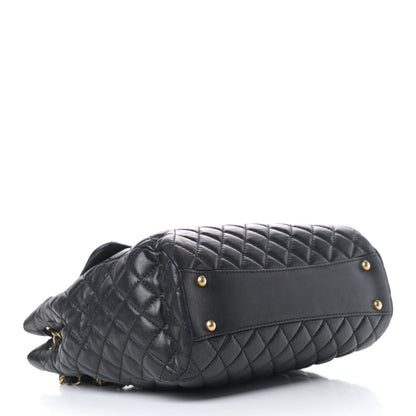 Chanel Lambskin Quilted Large Fluffy CC Shopping Tote Black 3 of 6