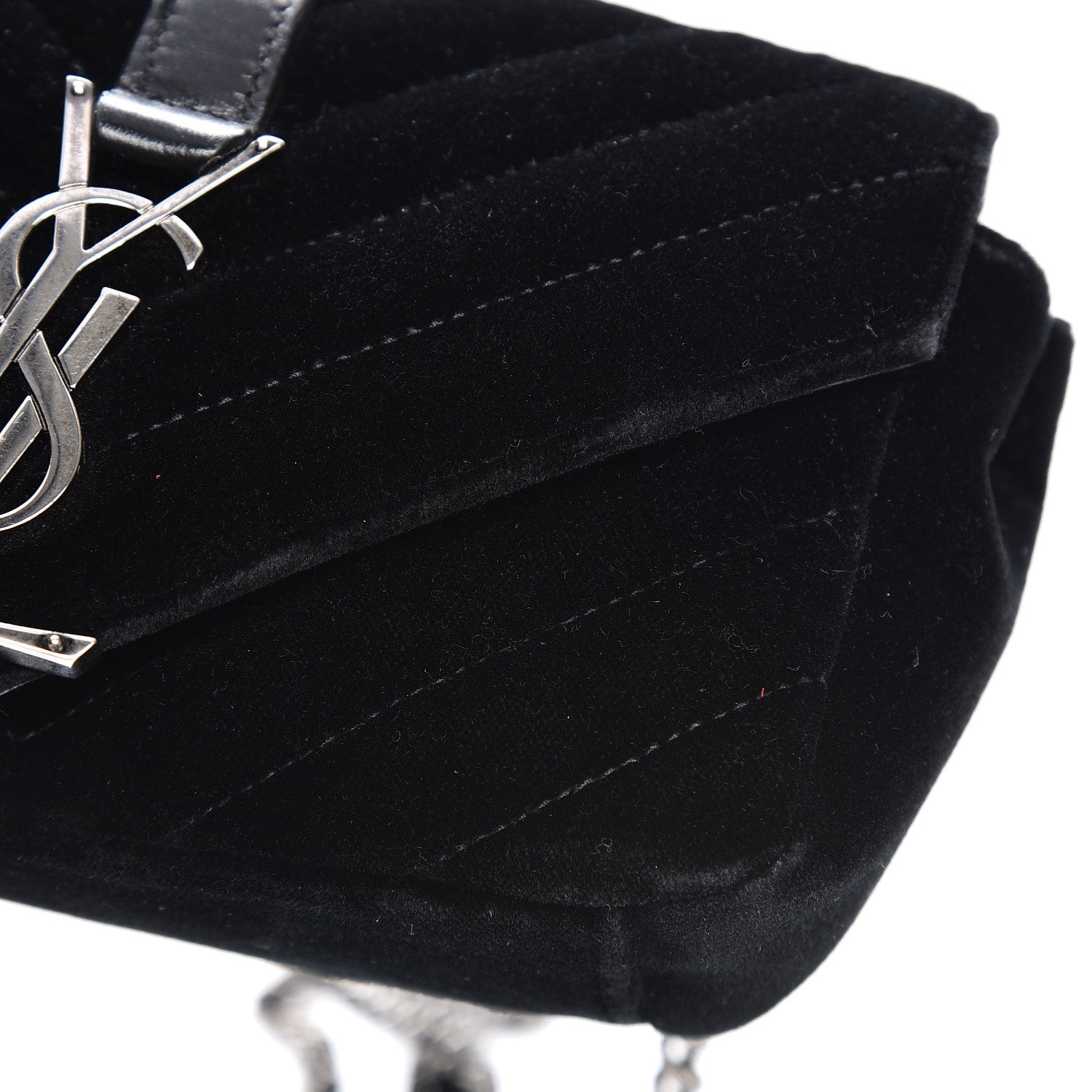 Saint Laurent Velvet Matelasse Chevron Monogram Classic Baby Chain Bag Black 11 of 11
