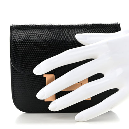 Hermes Lizard Constance Slim Wallet Black 2 of 8