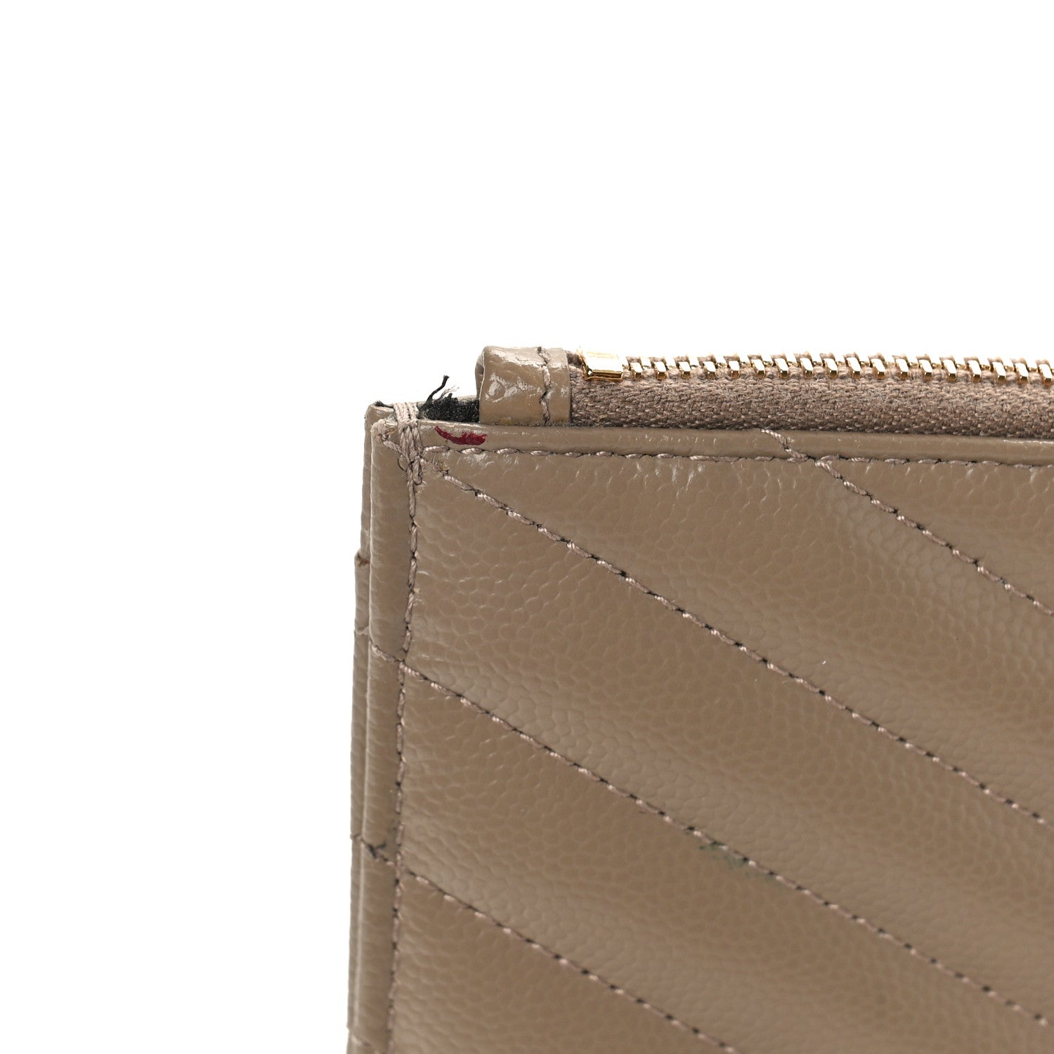 Saint Laurent Grain De Poudre Chevron Monogram Bill Pouch Dusty Grey 9 of 10