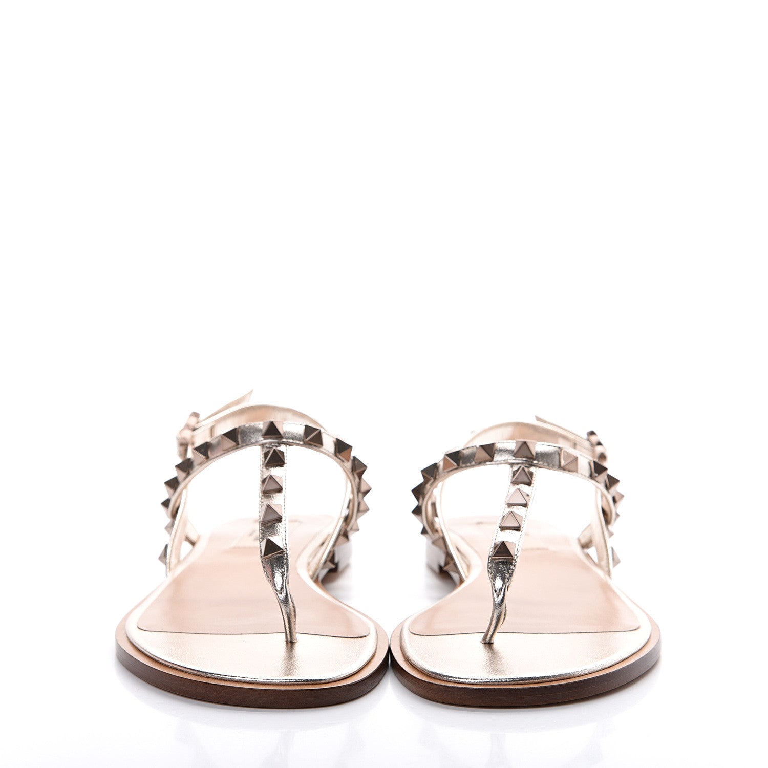 Valentino Garavani Metallic Nappa Rockstud Slingback Flat Thong Sandals 35.5 Skin 2 of 8