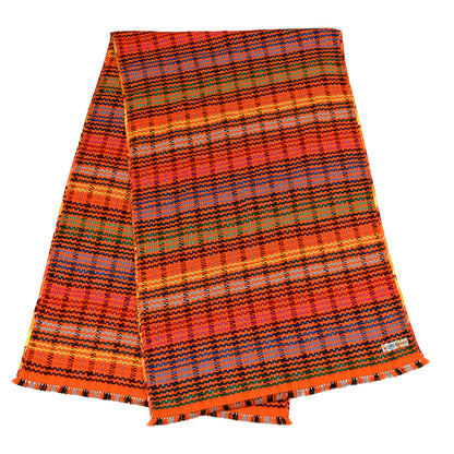 Hermes Cashmere Madras Pixel Stole Orange Multicolore 2 of 4