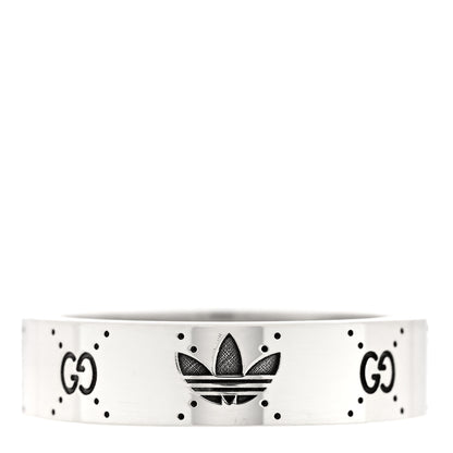 Gucci X ADIDAS Sterling Silver Trefoil GG Monogram Band Ring 61 9.75 3 of 5