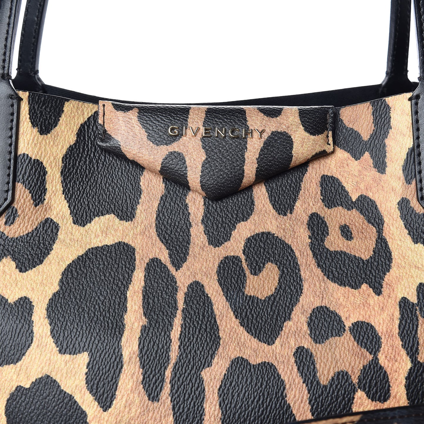 Textured Coated Canvas Leopard Print Large Antigona Tote