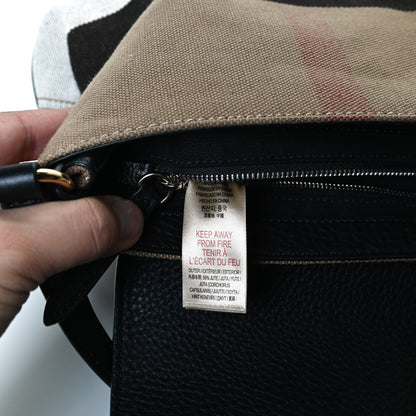 Burberry Mega Check Grainy Calfskin Small Gowan Messenger Bag Black 7 of 17