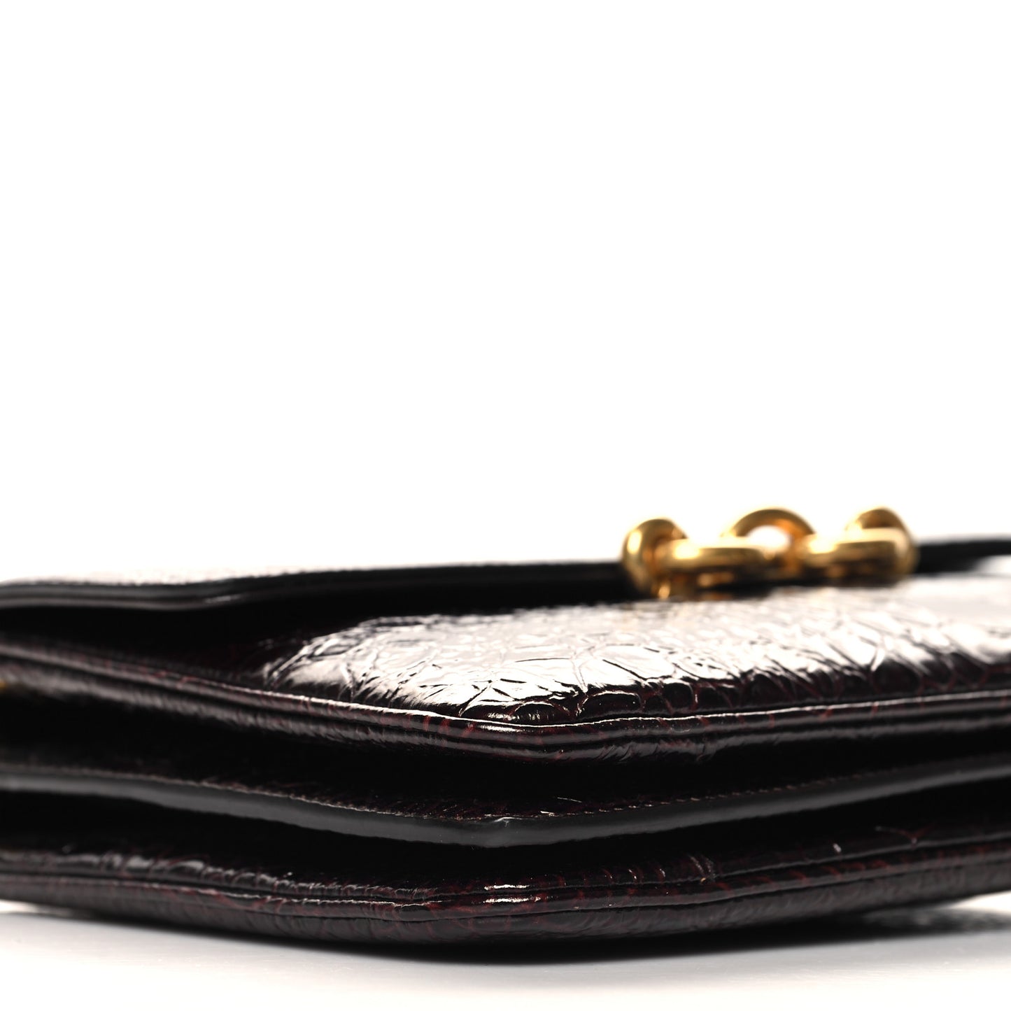 Shiny Crocodile Embossed Calfskin Le Maillon Satchel Coffee