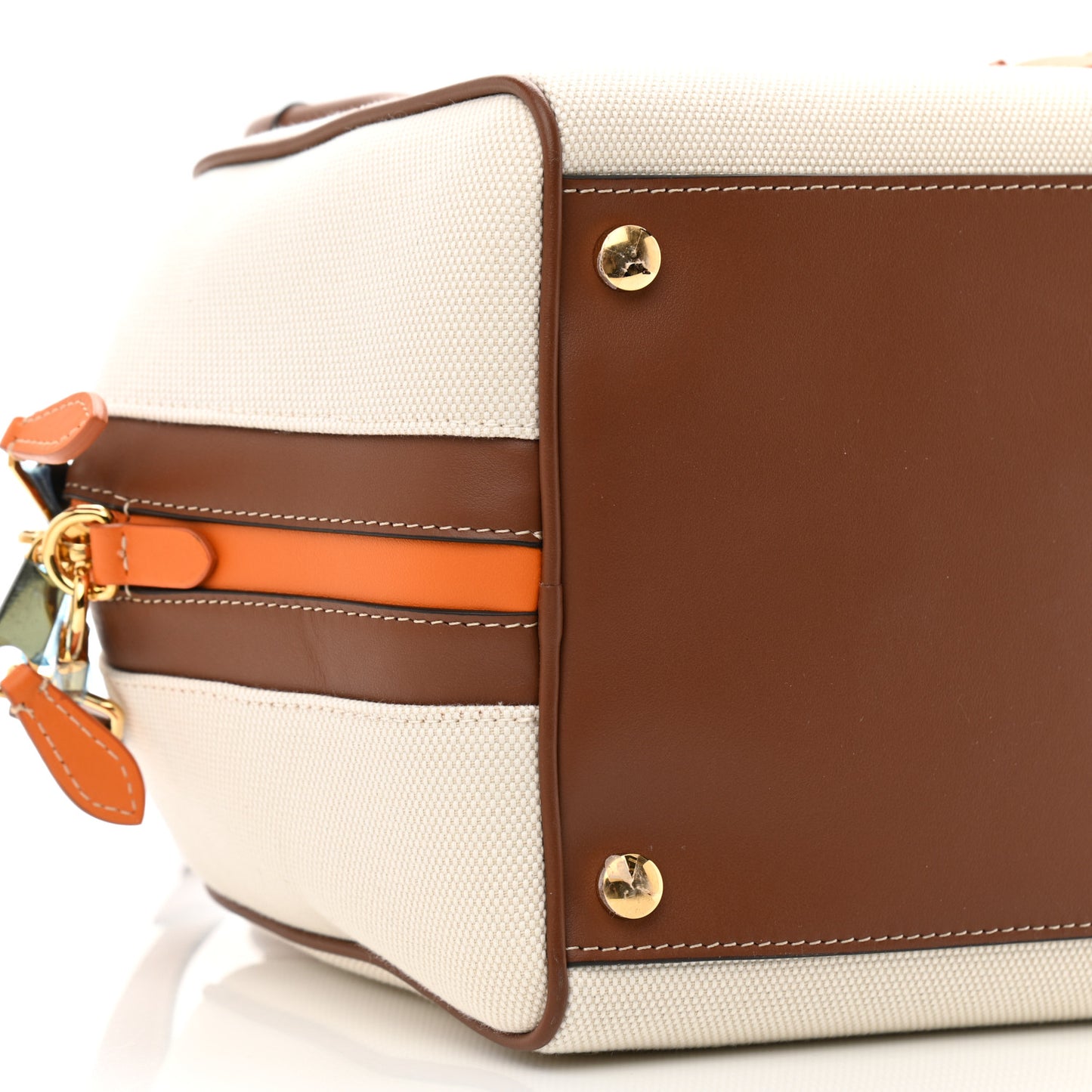 Cotton Canvas Small Logo Cube Bag Natural Tan