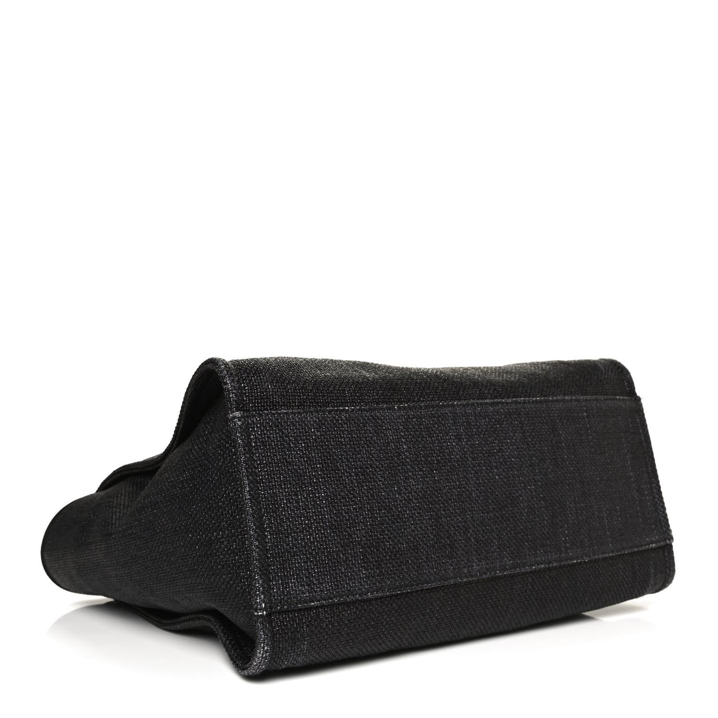 Woven Straw Raffia Medium Deauville Tote Black
