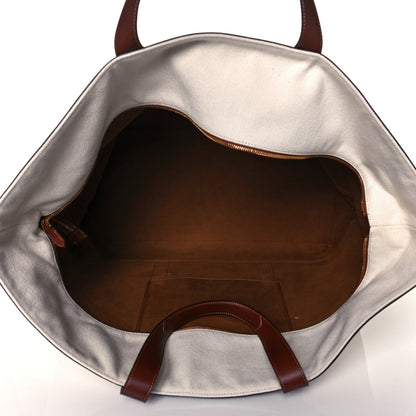 Tom Ford Canvas Calfskin Travel Tote White Brown 5 of 13