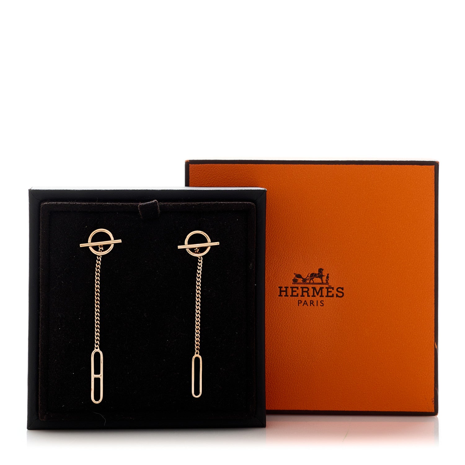 Hermes 18K Rose Gold Echappee Asymmetric Earrings 5 of 5