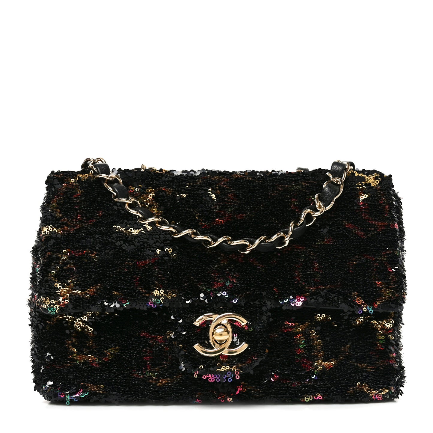 Sequin CC Small Single Flap Black Multicolor