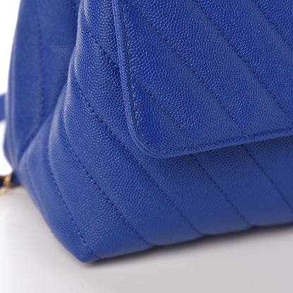 Chanel Caviar Chevron Quilted Small Coco Handle Flap Blue 11 of 11