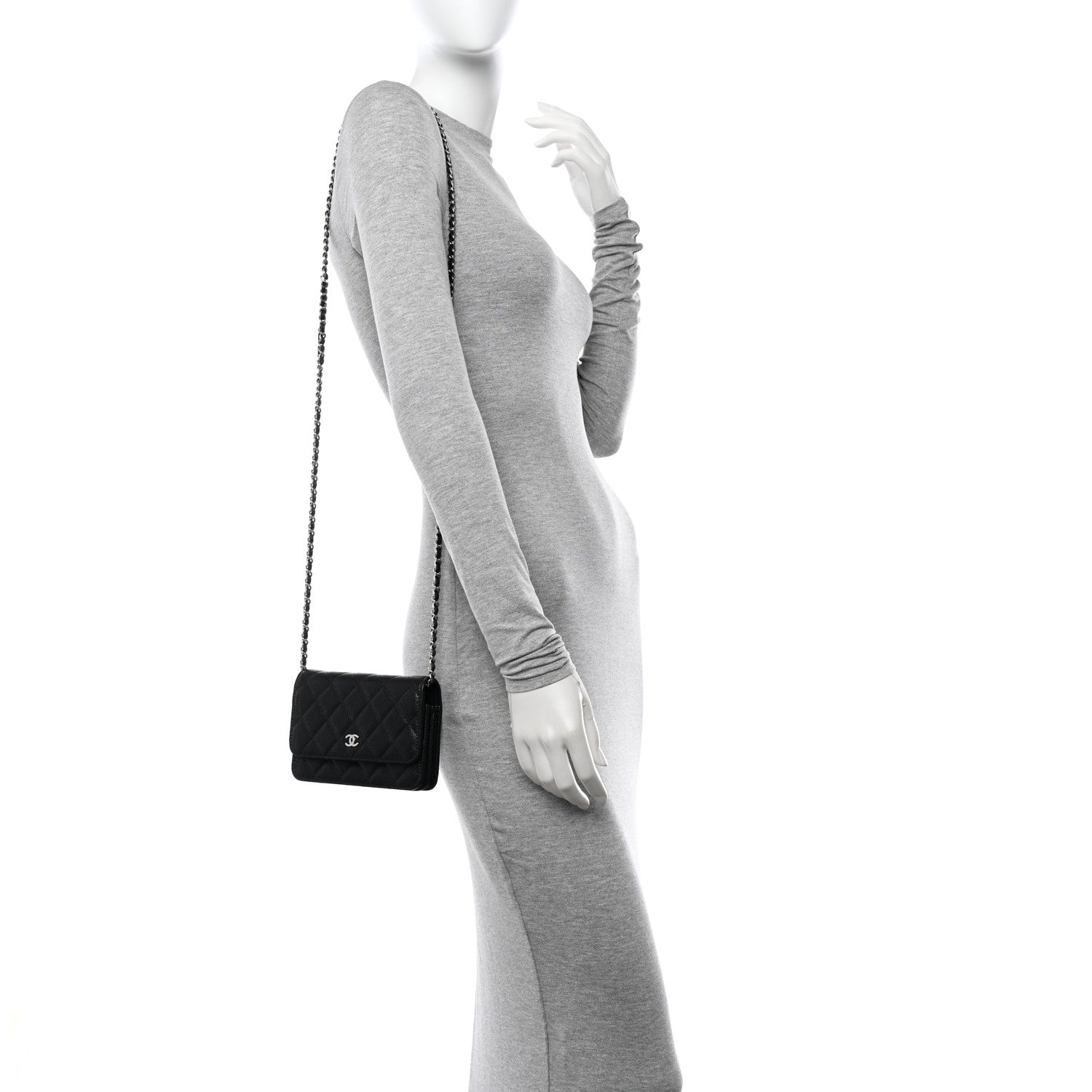 Chanel Caviar Quilted Mini Wallet On Chain WOC Black 2 of 11