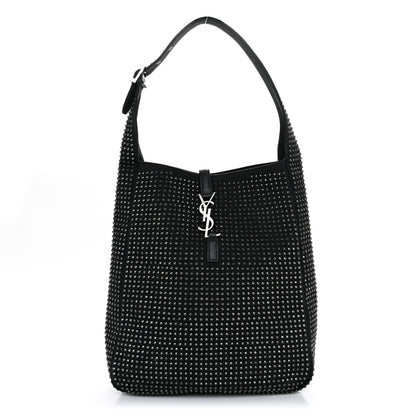 Saint Laurent Cotton Studded Le 5 A 7 Soft Hobo Black 1 of 9