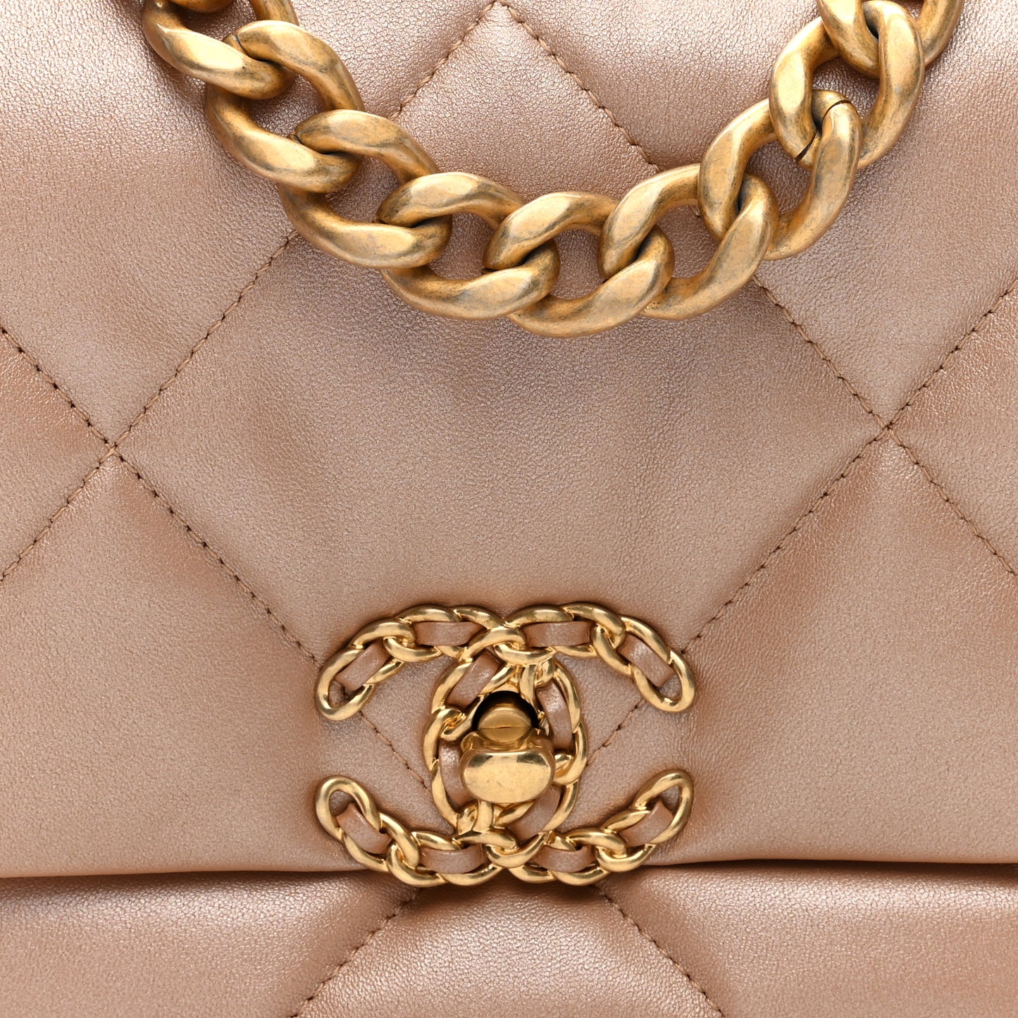 Iridescent Lambskin Quilted Medium Chanel 19 Flap Brown