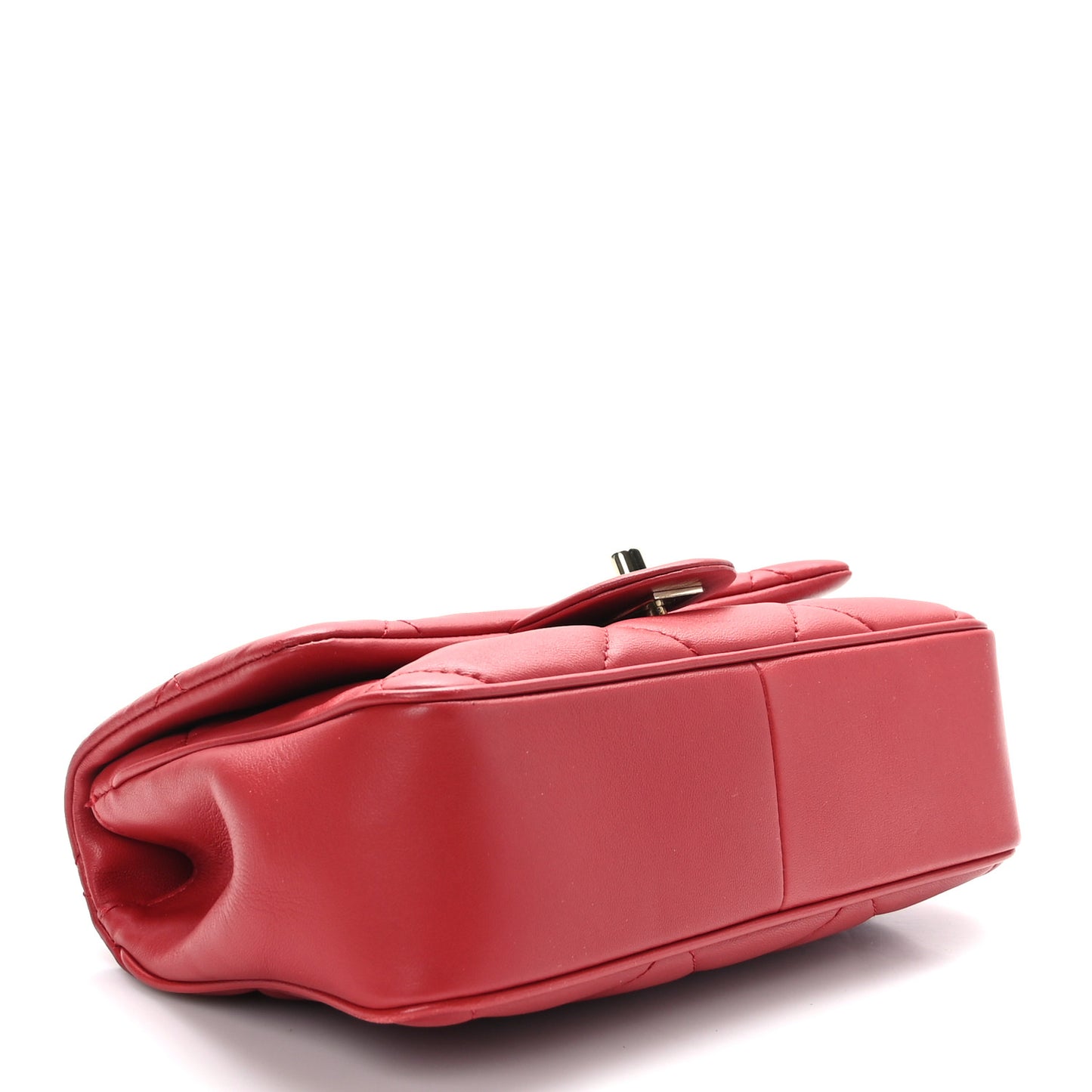 Lambskin Quilted Small Easy Carry Flap Red