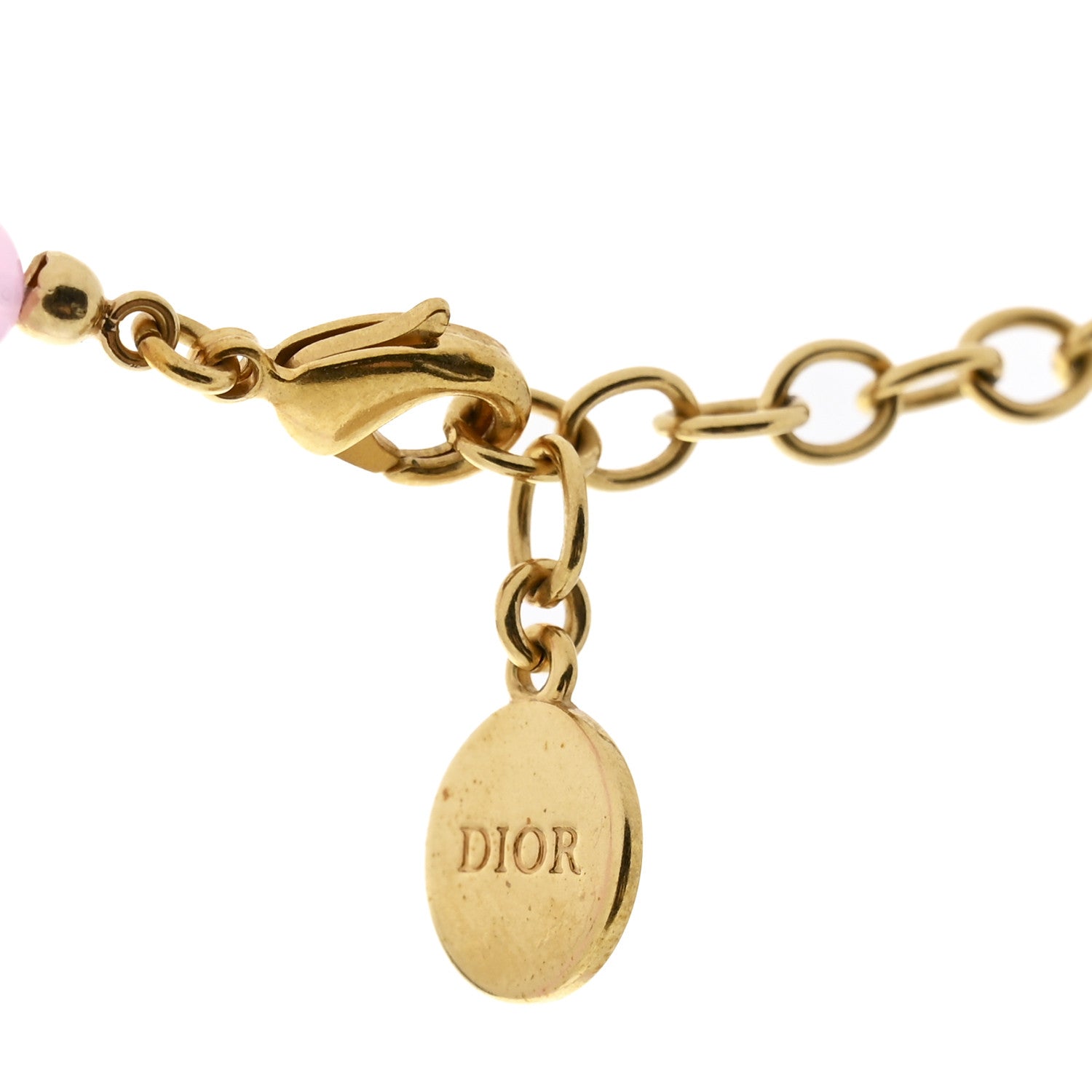 Christian Dior Metal Resin Bead 30 Montaigne Choker Necklace Pink