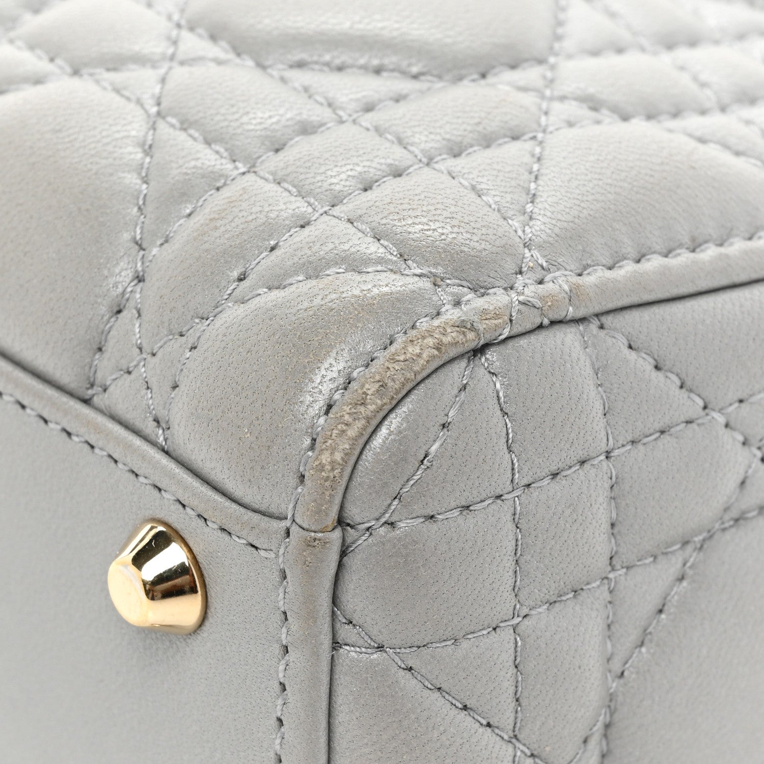 Christian Dior Metallic Lambskin Cannage Mini Lady Dior Grey 14 of 16