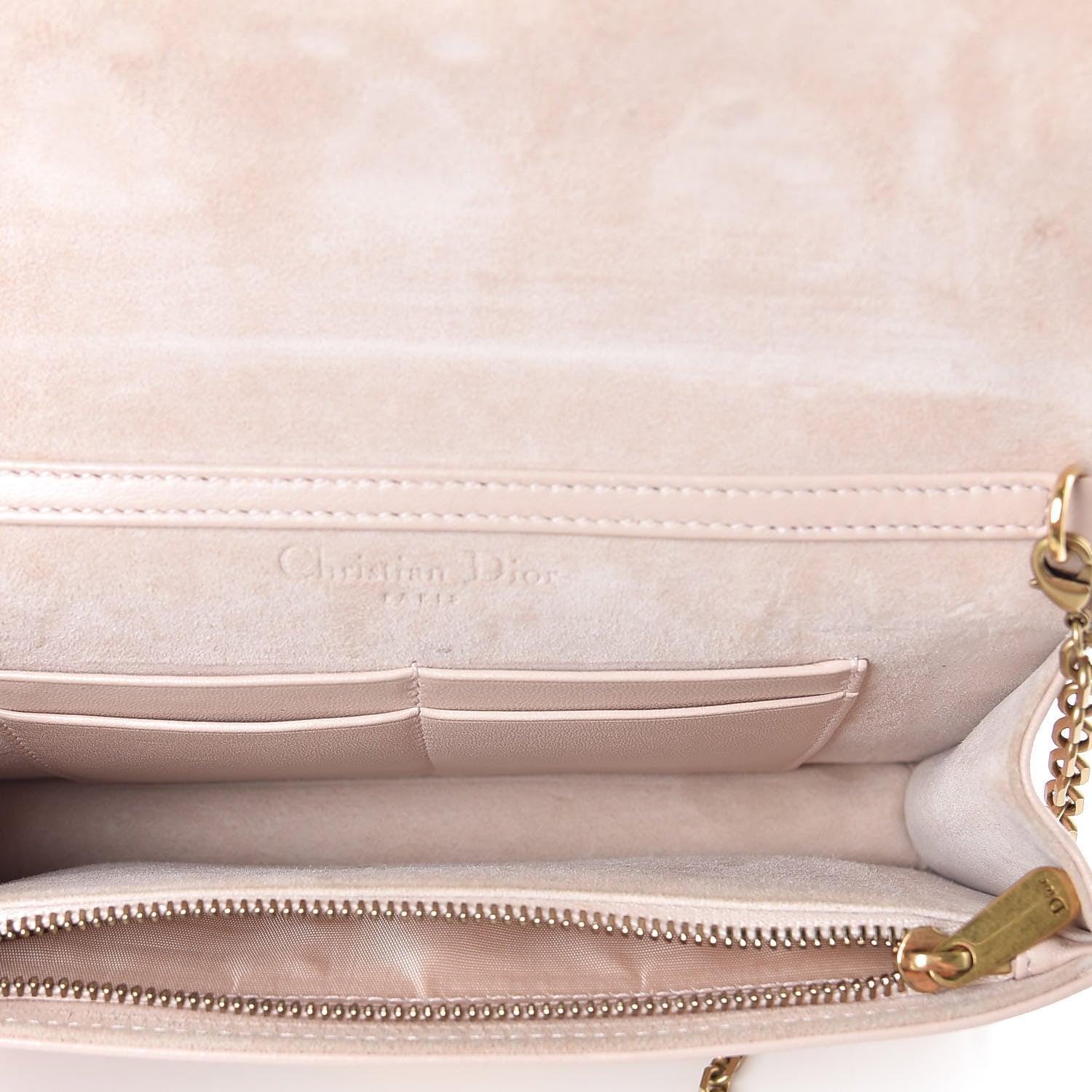 Christian Dior Lambskin Cannage Dioraddict Wallet On Chain Clutch Rose Poudre 5 of 10