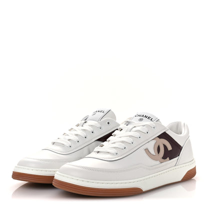 Chanel Calfskin Patent Calfskin Mens CC Sneakers 41 White Pink Red 4 of 10