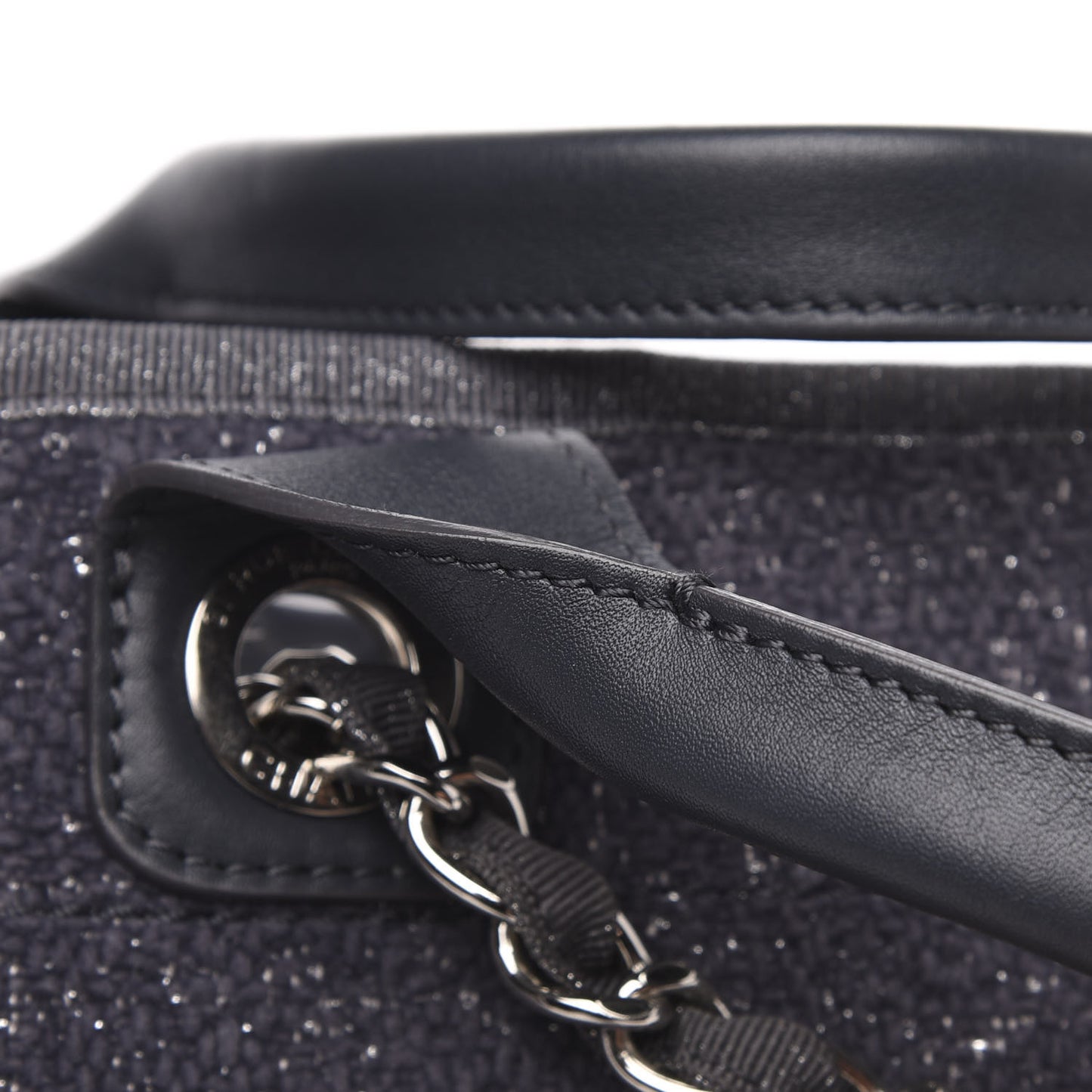 Lurex Boucle Medium Deauville Tote Grey