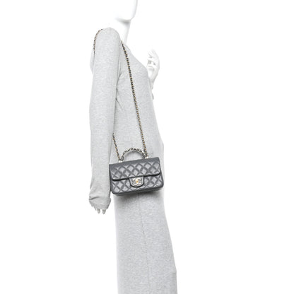 Chanel Caviar Quilted Mini Handy CC Flap Grey 2 of 11